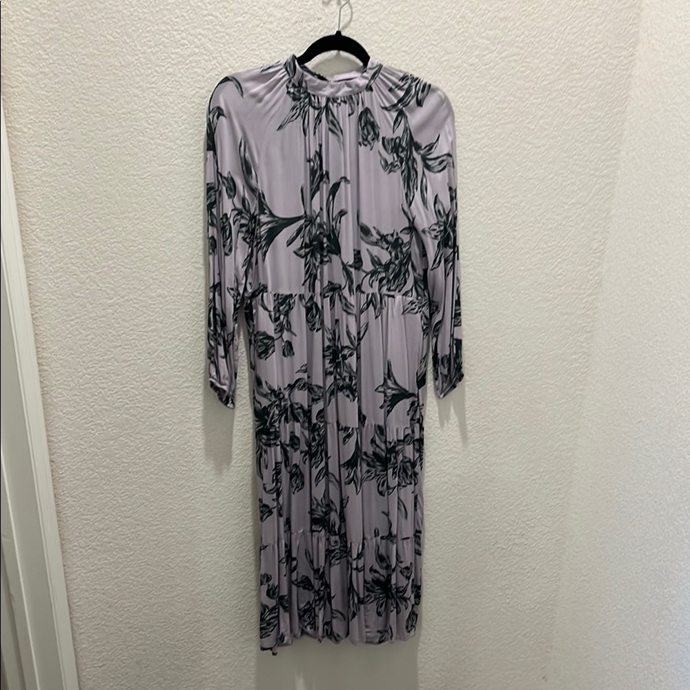A New Day Lavender and Forest Green Dress Long Sleeve Mock Neck